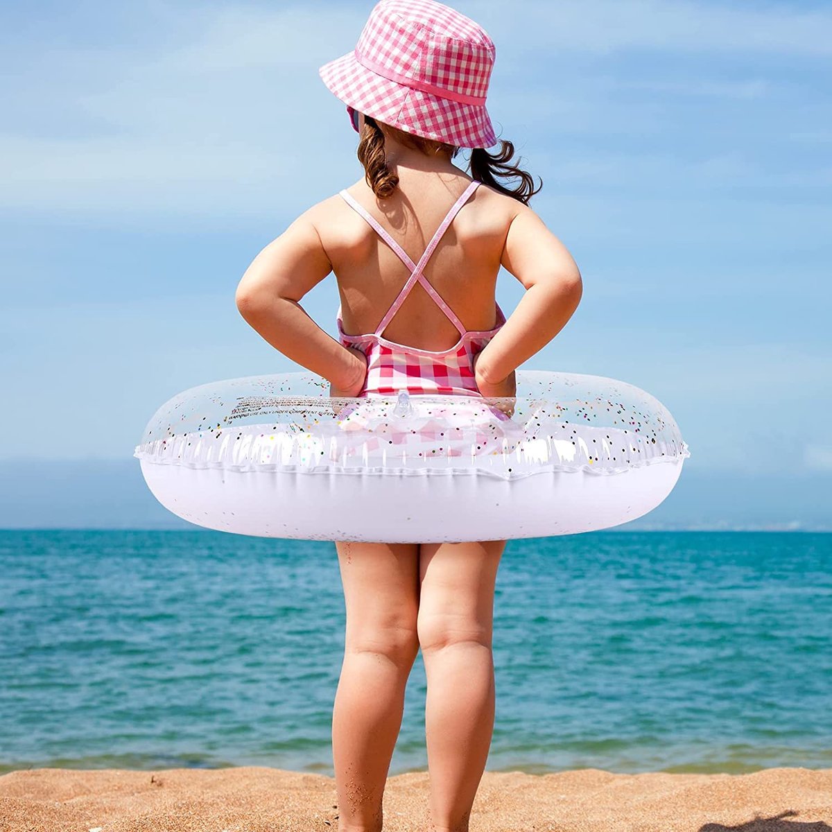 Opblaasbare eenhoorn-luchtmatras met glitters, zwembadfloat, zwemmen, vlot, strand, zwembadspeelgoed, zwemzitje voor - ShopVlot