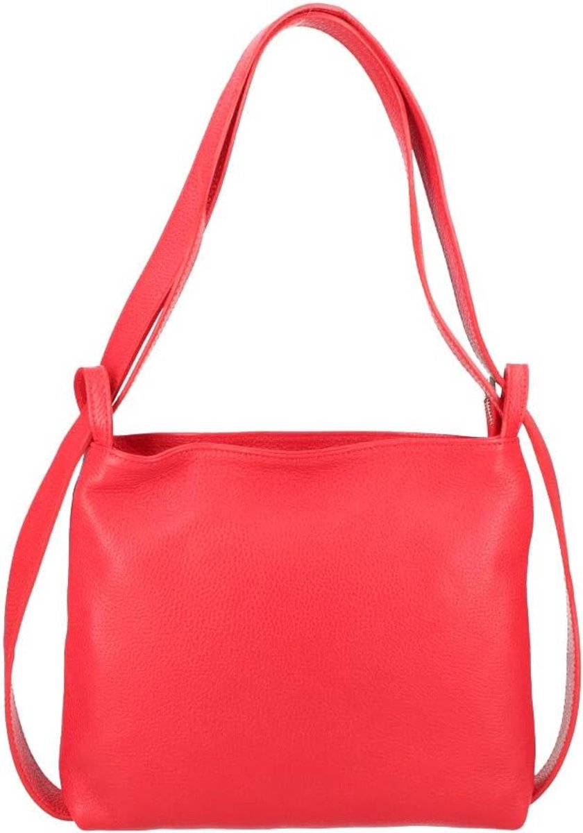Genuine Leather Shoulder Bag in Handbag for Women 30 x 26 x 6 cm Made italy, Red - ShopVlot