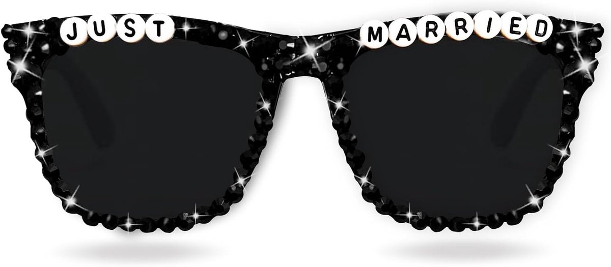 Topfunny Just Married Sunglasses for Groom and Hen Party Black Wedding Glasses for Men Party Accessories - ShopVlot