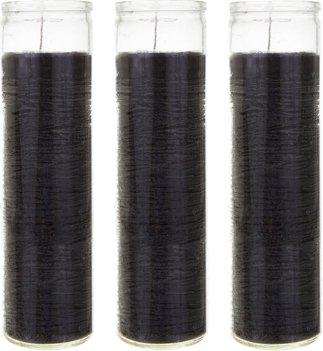 Mega Candles 3pcs unscented black 7 day dedicated prayer glass container candle, premium wax candles 2 inch x 8 inch - ShopVlot