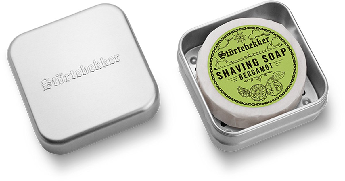 Störtebekker® Scheerzeep & Zeepdoos Set - Shaving Soap Set Heren voor een Zachte Natte Scheerbeurt - Romige, Rijke Schuim - Aluminium Zeepdoos met Afdruiprooster - Handgemaakt in Nederland - 9 Geuren