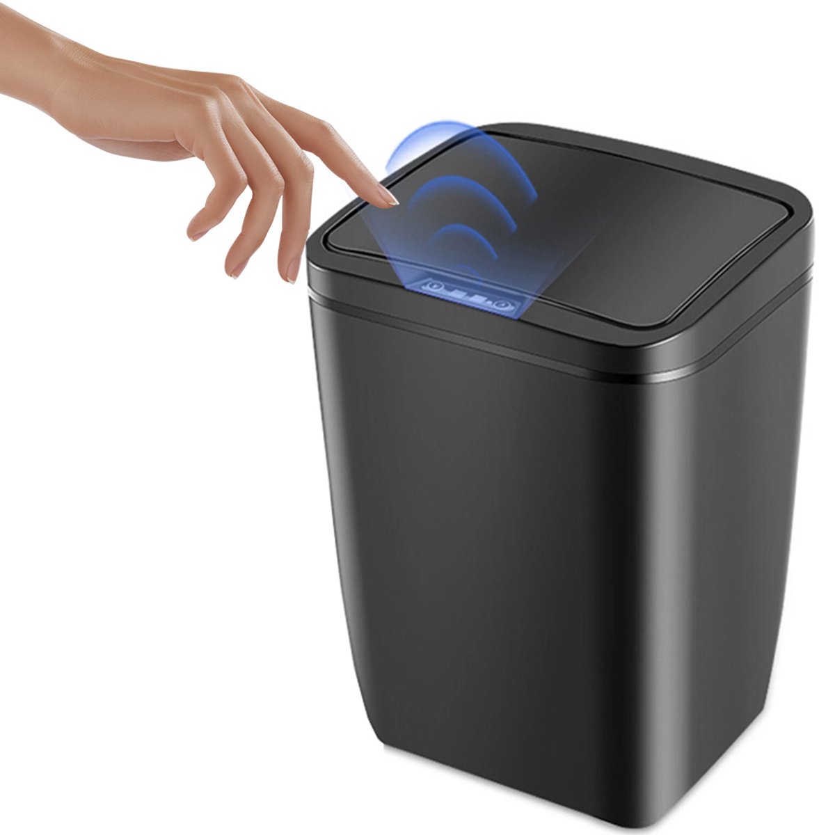 Slimme huishoudelijke prullenbak – 14 liter – Automatische prullenbak met sensor – Met binnenbak – Deksel dat opent door te zwaaien – Geschikt voor woonkamer en keuken – USB-oplaadbaar – ABS-materiaal – Zwart