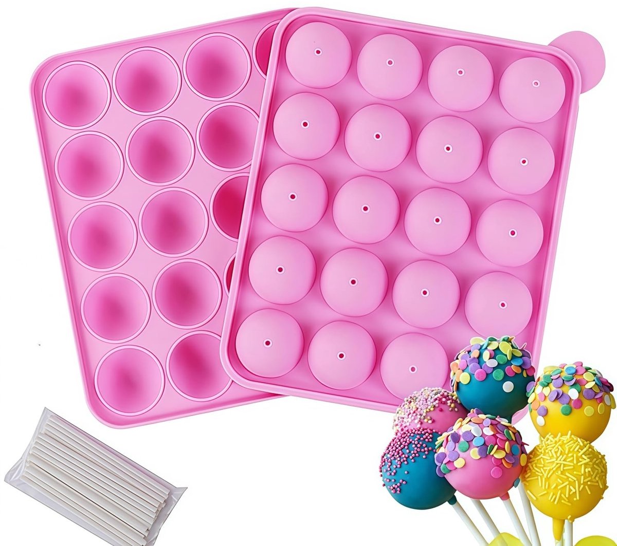 Solidchoice - Siliconen Cake Pop Mallen, Set van 20 Stuks