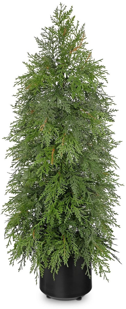 Solidchoice - Kunstmatige Kerstboom 3ft - Kleine Ceder Topiary in Zwarte Pot voor Kerstdecoratie