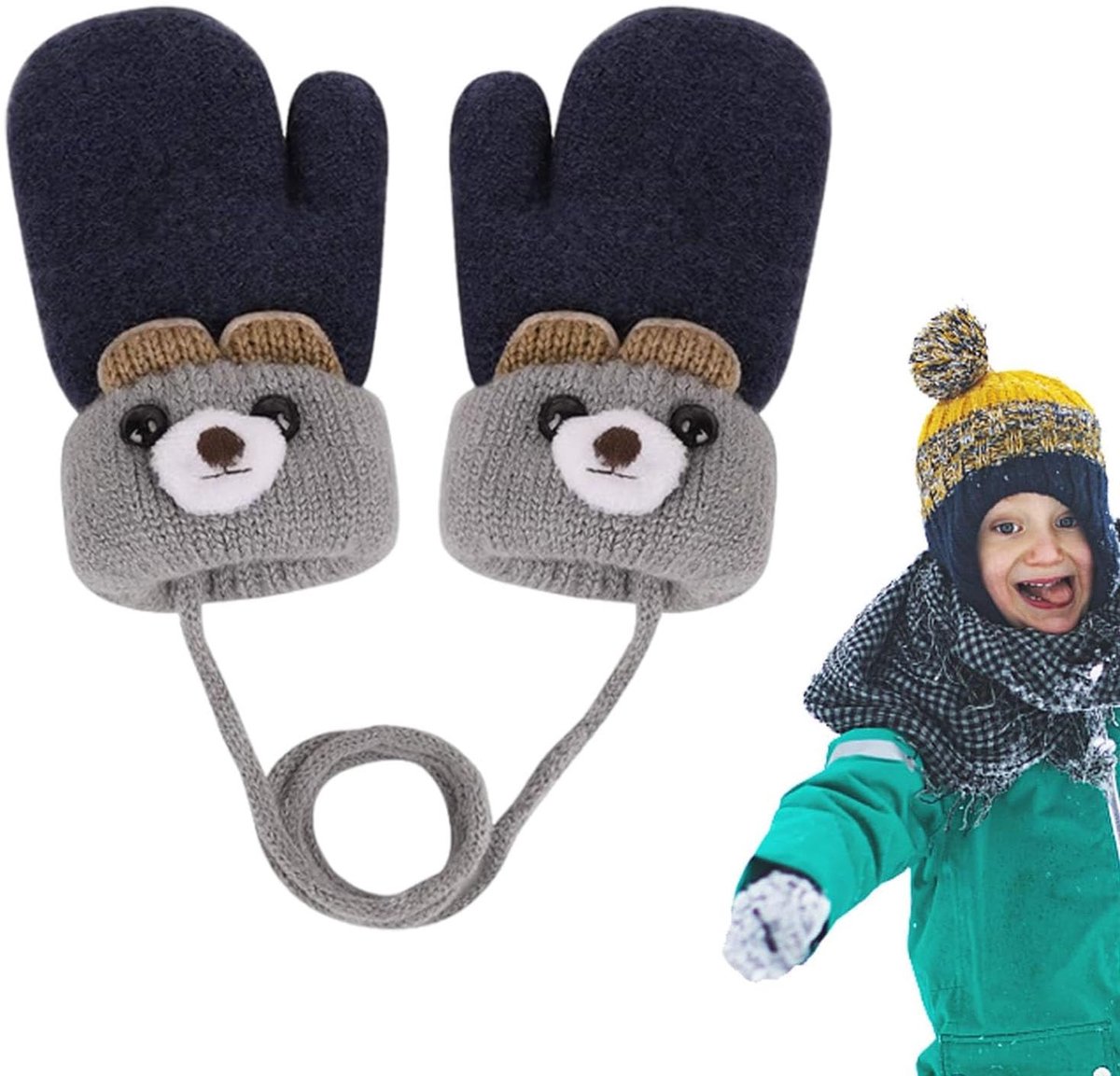 Solidchoice - Baby Winter Wanten met Schattig Berenpatroon