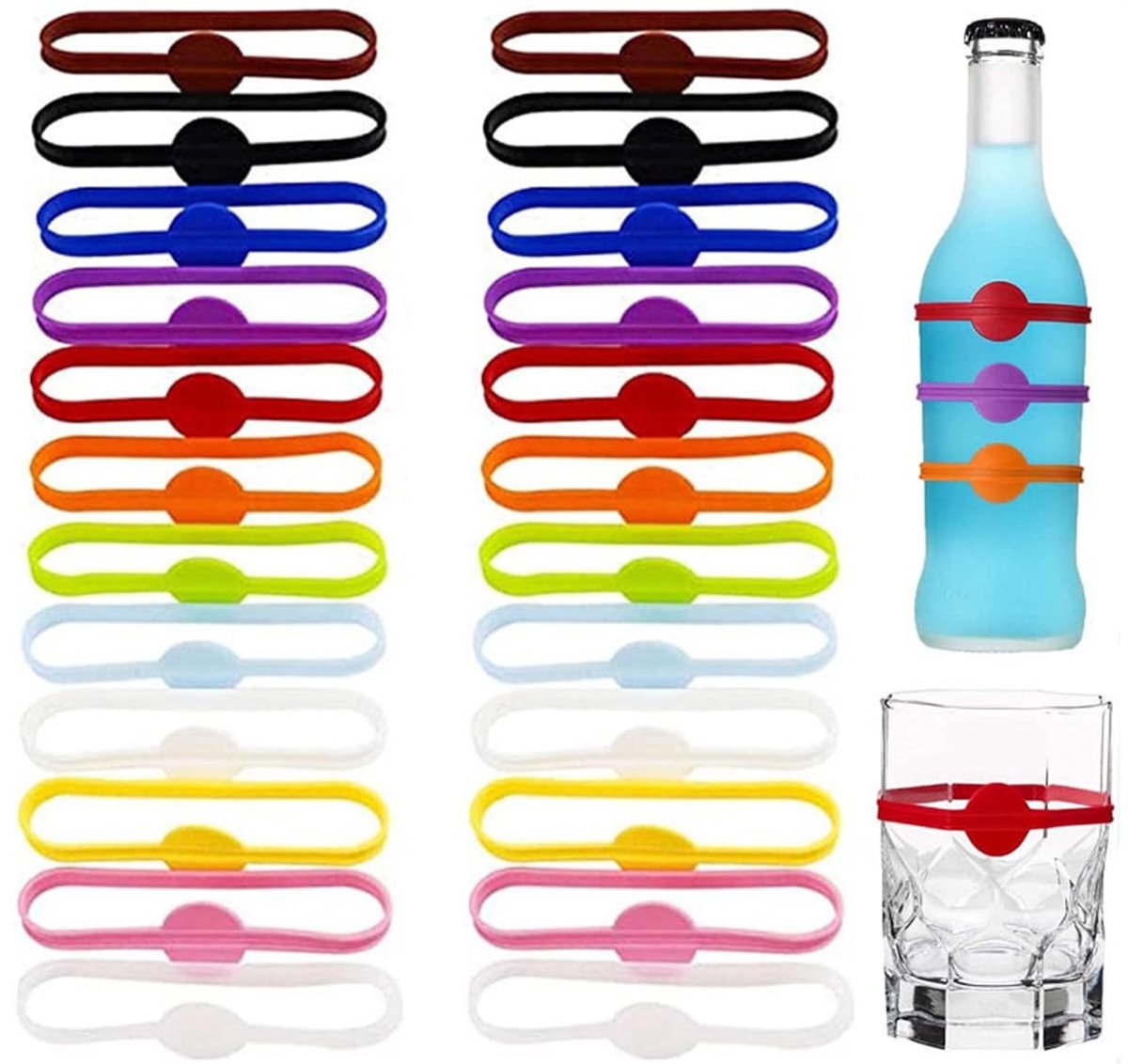 Solidchoice - Set van 24 Herbruikbare Silicone Glasmarkeerders voor Feestjes