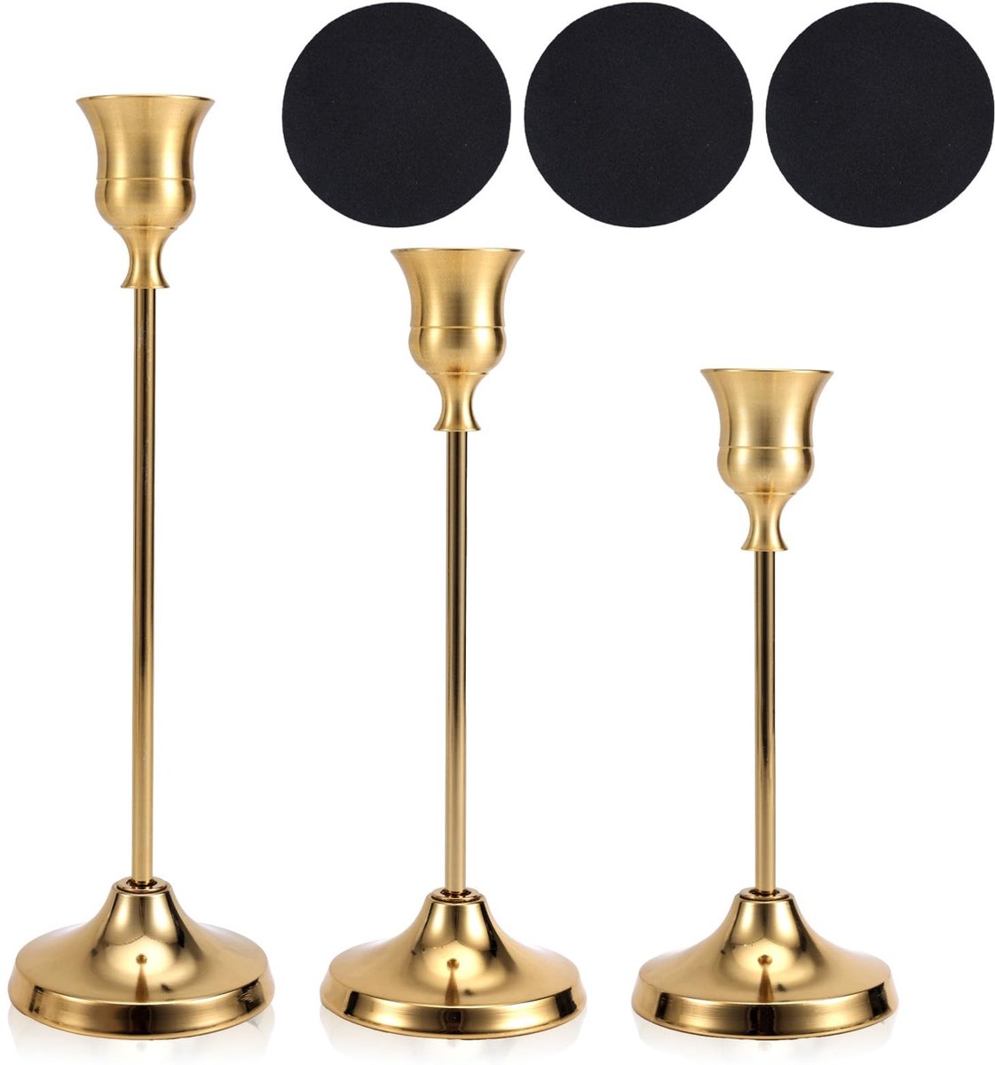 Solidchoice - Set van 3 Vintage Messing Kaarsenhouders