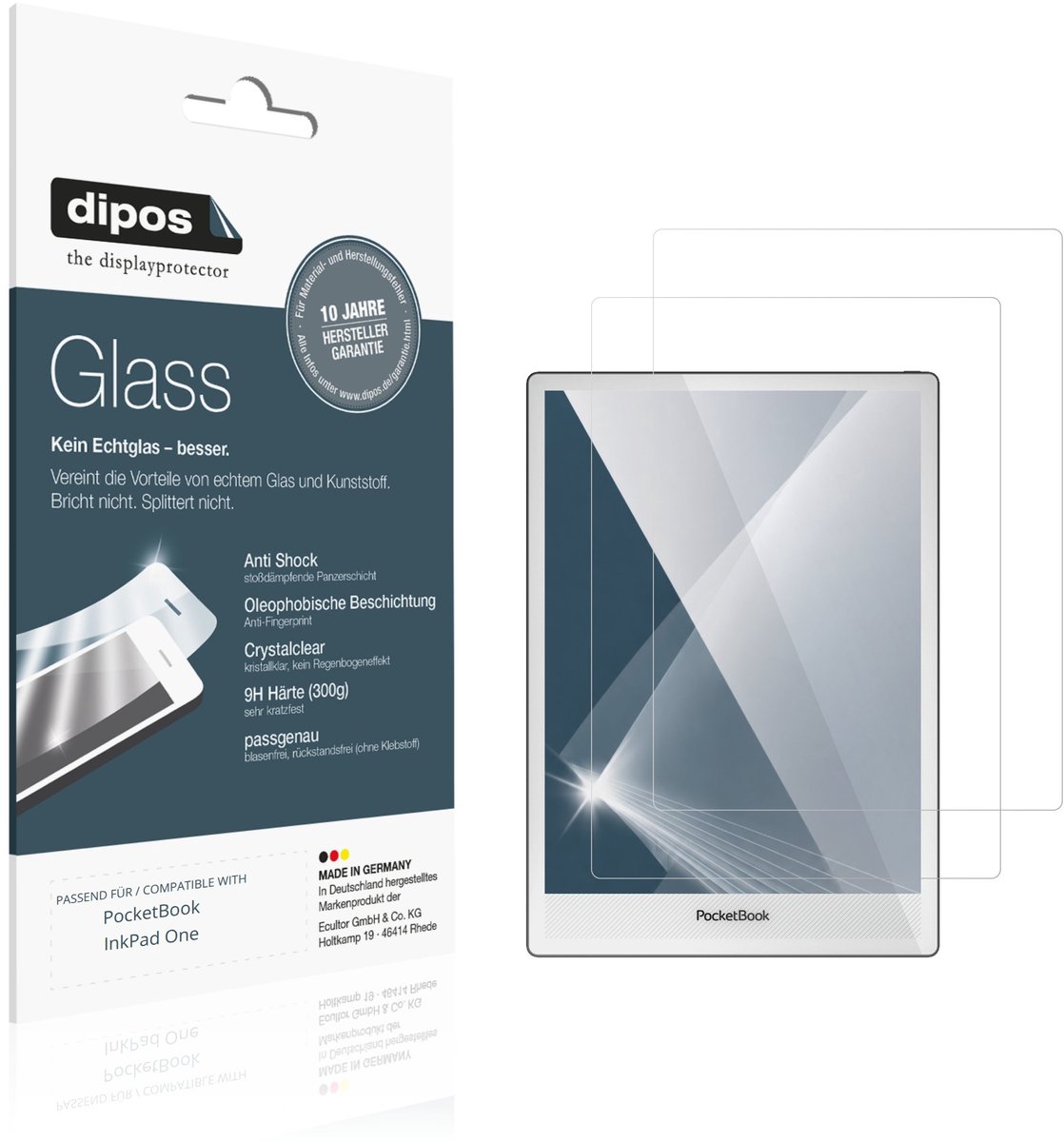 dipos – 2x Pantserfolie geschikt voor PocketBook InkPad One | 9H Screenprotector