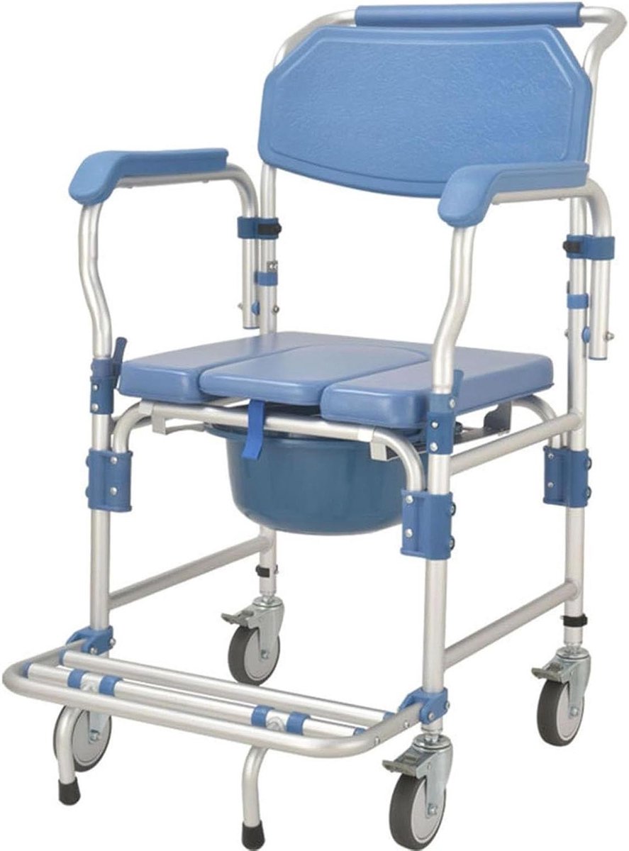 Verstelbare Toiletstoel - Postoel Douchestoel - Thuiszorg Mobiliteit - Opvouwbaar Aluminium Frame - 150 kg Draagvermogen - Grijs