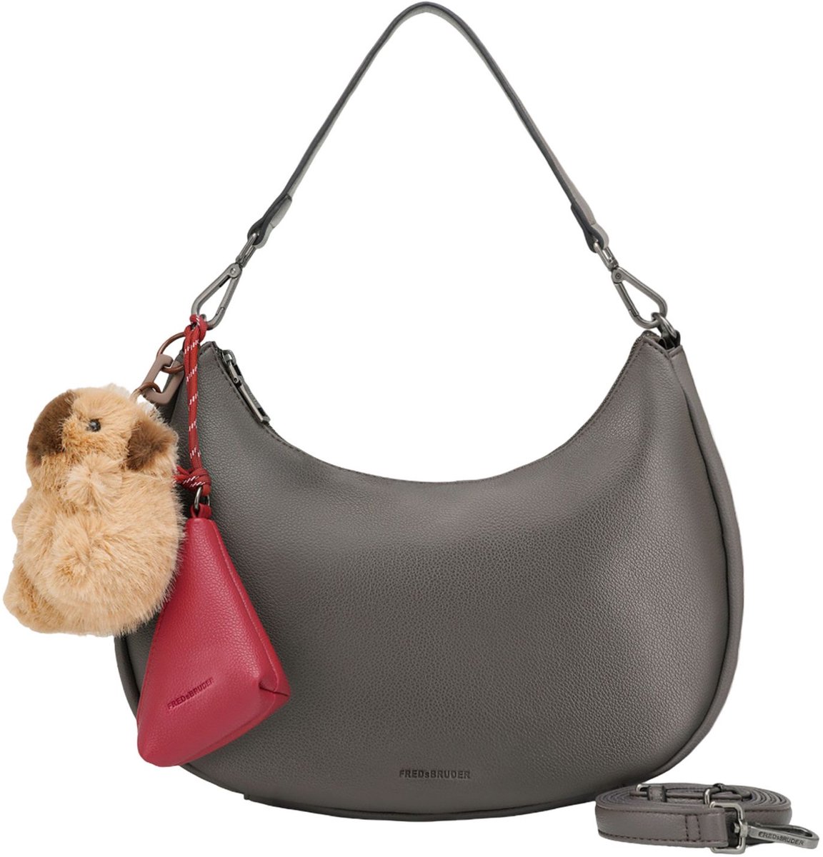 FREDsBRUDER Leren schoudertas My Bestie Collection My Bestie Long Hobo Deep Grey grijs