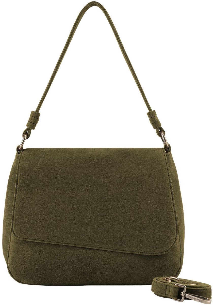 FREDsBRUDER Leren schoudertas Softly Collection Flap Bag Forest Green olijfgroen