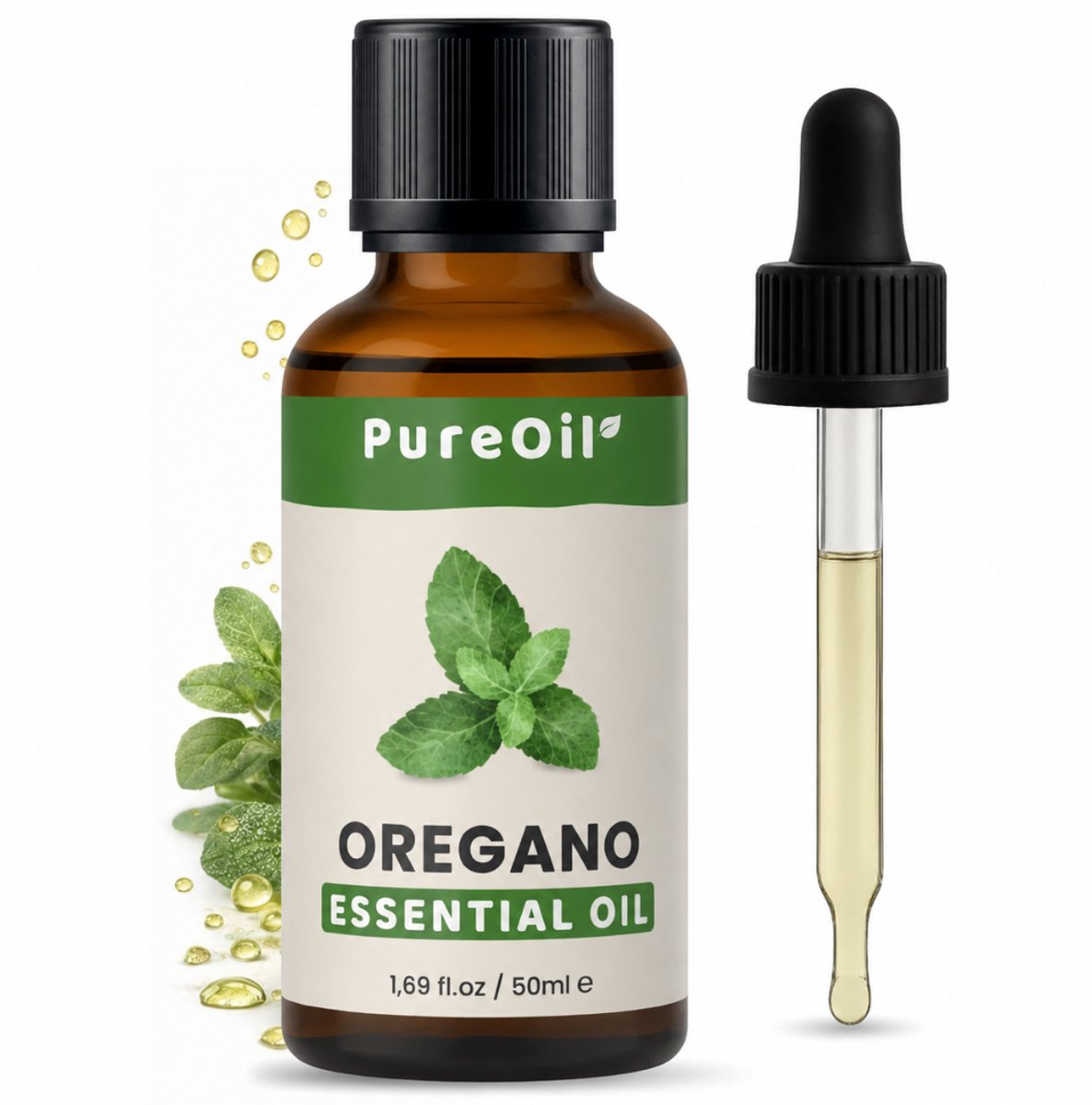 PureOil – Oregano Etherische Olie – 50ml – 100% Puur, Natuurlijk & Vegan – Voor Haar | Huid | Gezicht | Scalp | Diffuser | Aromatherapie - Incl. Ebook