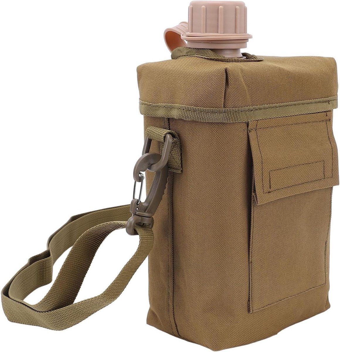 Waterfles met Tas - Sportfles Houder - Outdoor Activiteiten - Lekvrij Ontwerp - 2 Liter - Kaki