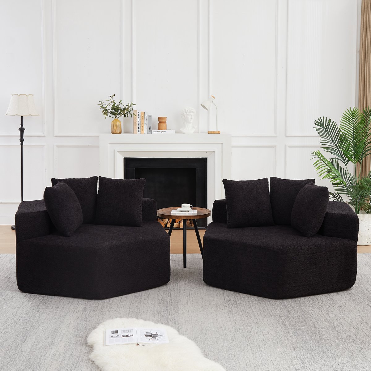 Modulaire Fauteuil - Hexagon Lounge Bank - Chenille 2 Zits Sofa Met Kussens Moderne Stoel