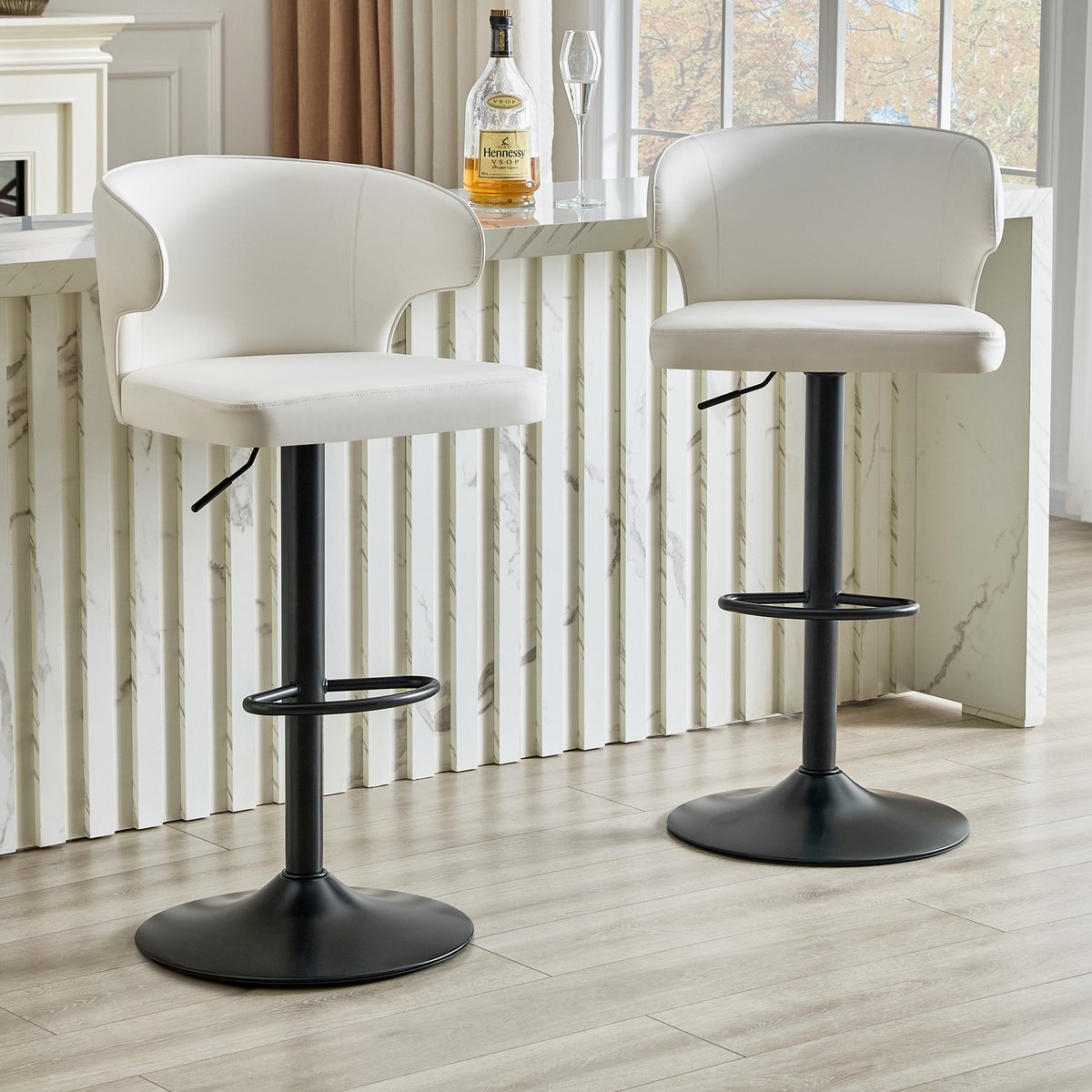 Clruro Barkrukken - 85-110 cm - 2 Stuks Verstelbaar en 360° Draaibaar - Voetsteun - Metaal - Chroom