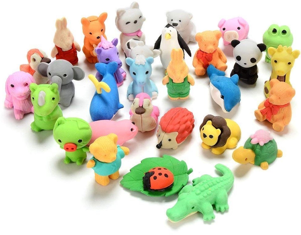 Solidchoice - Set van 30 Mini Dieren Gum voor Educatief Speelplezier