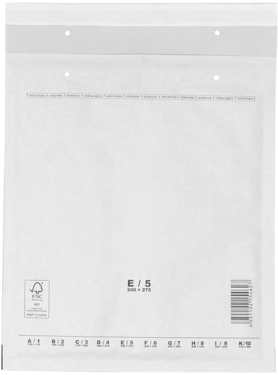 Solidchoice - Luchtkussenenveloppen 240 x 275 mm Wit (200 Stuks)
