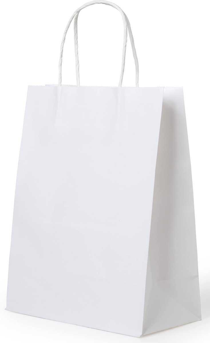 Solidchoice - 24 witte papieren zakken met handvat - 24 x 31 x 11 cm