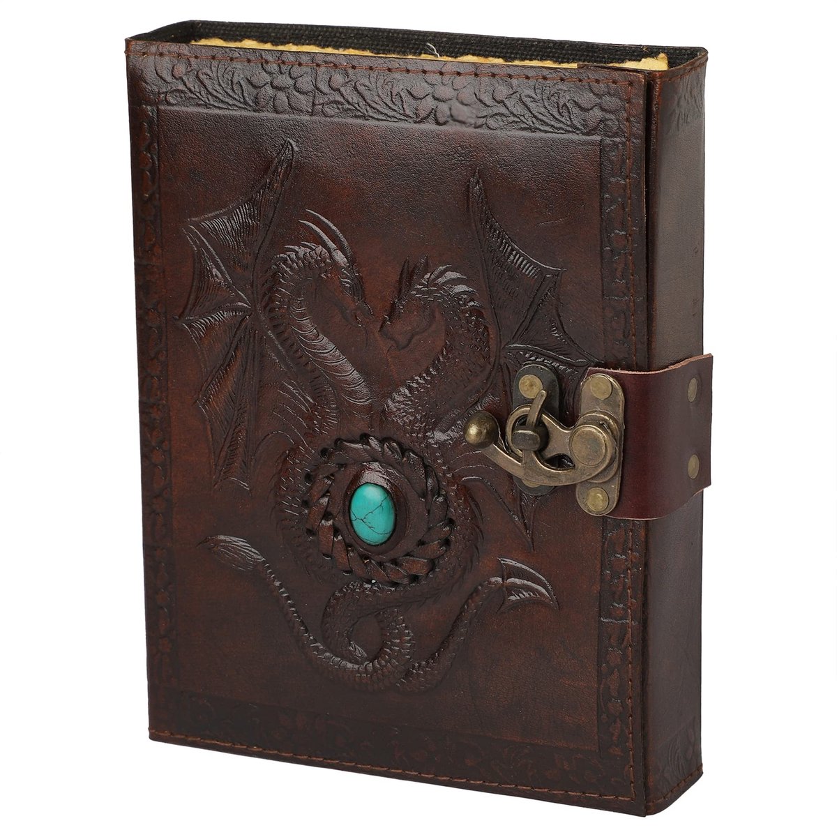 Solidchoice - Vintage Reistageboek met Steentjesleren Kaft - A5 Formaat