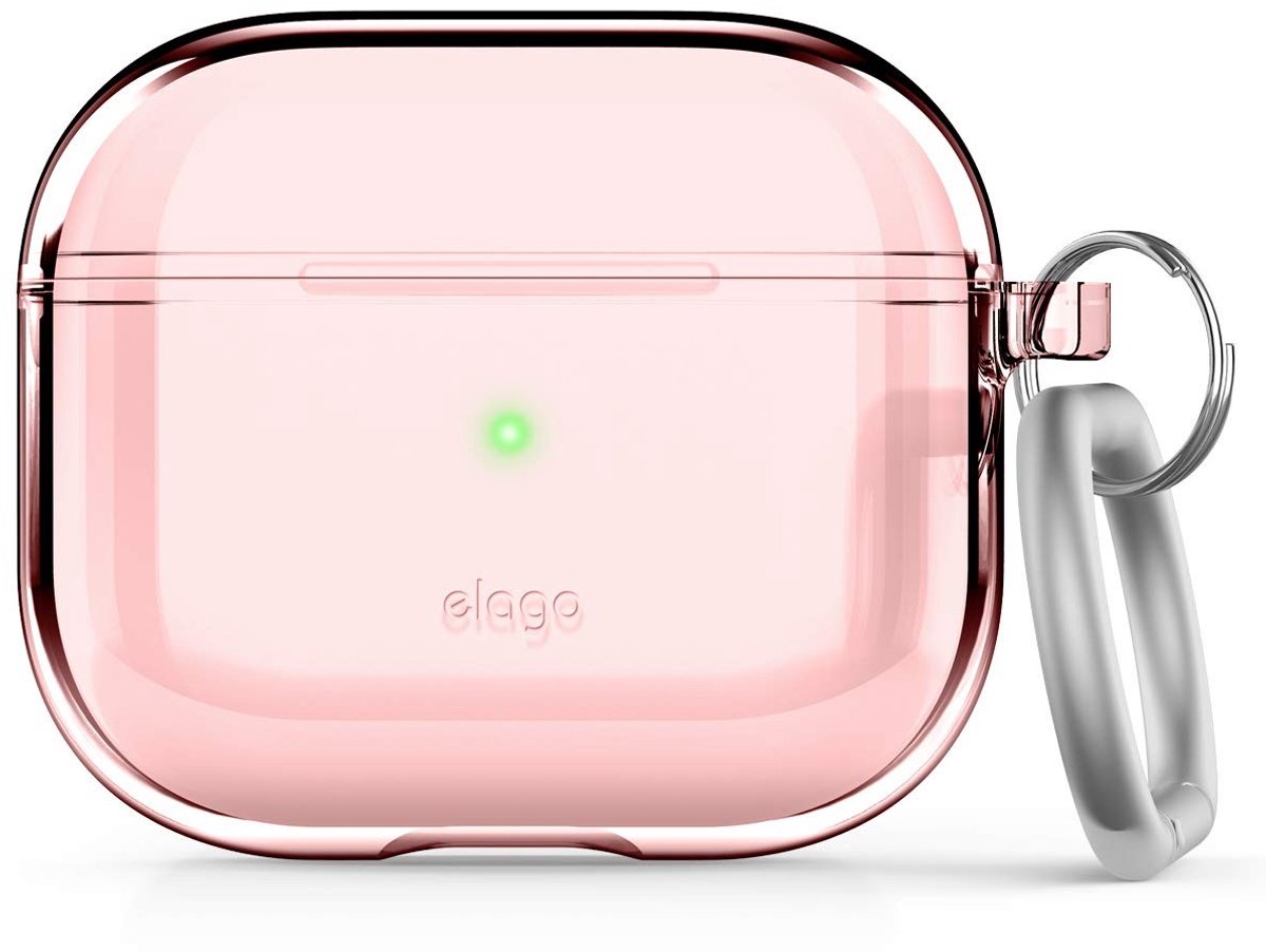 Solidchoice - Clear Hoesje voor AirPods 3 met Sleutelhanger - Transparant Roze