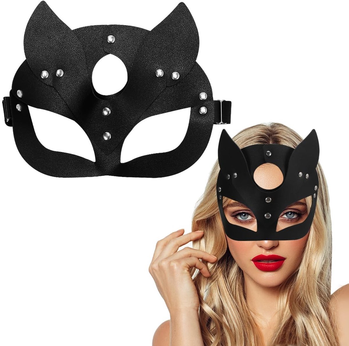 Solidchoice - Catwoman Masker van PU Leer voor Halloween en Feestjes