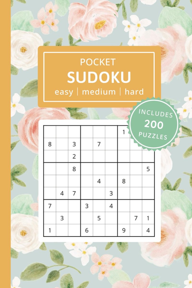Pocket Sudoku reisformaat 4 x 6 inch - 200 puzzels van makkelijk tot moeilijk - met oplossingen - ideaal voor onderweg - ShopVlot