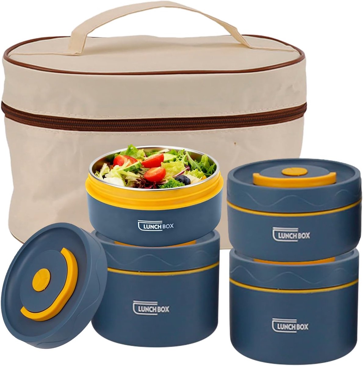 Lunchbox Set 4 delig - RVS - Warmhoudfunctie - Ideaal voor onderweg - ShopVlot