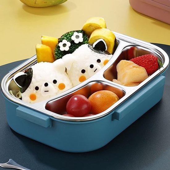 Roestvrijstalen Lunchbox - Voedselcontainer Geïsoleerd - School en Werk - Lekvrij Geurontwerp - 900 kubieke centimeter - Blauw — afbeelding 2