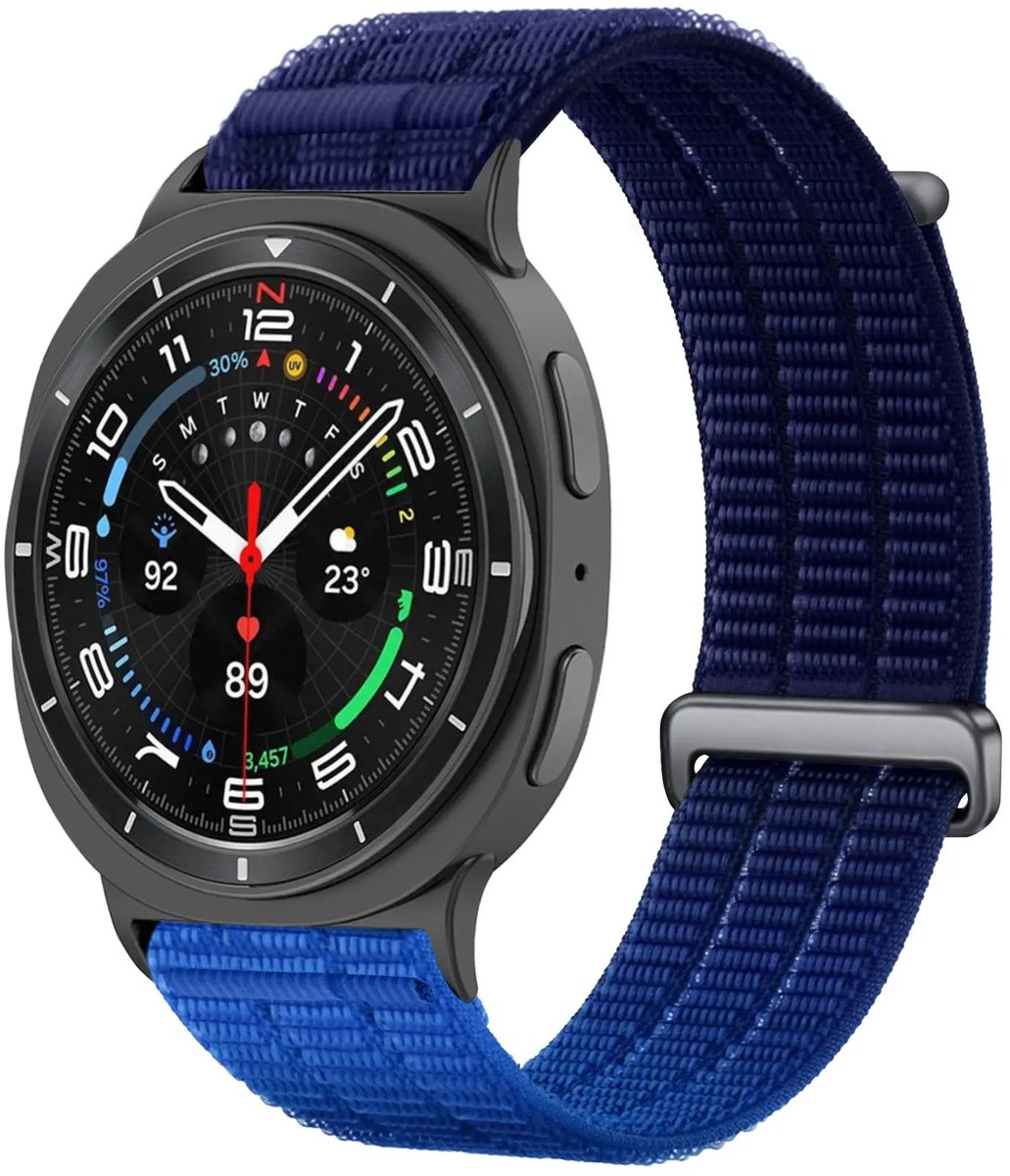 Strap-it Nylon 'Air' bandje geschikt voor Samsung Galaxy Watch 9 (40/44mm) / Watch 8 (40/44mm) / Classic (46mm) - Gradient Blauw