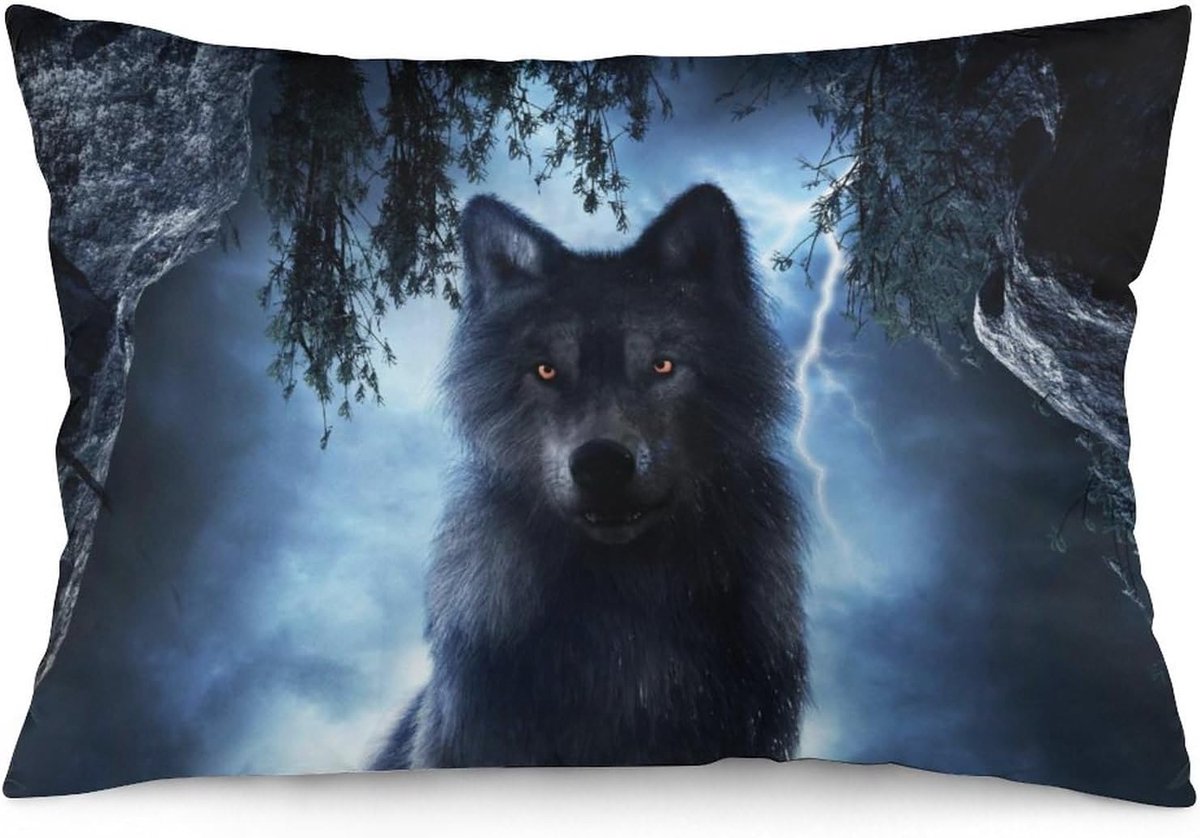 Cushion covers 40 x 60 cm - Wolf Alleen Stormachtige Lucht - Dubbelzijdig ontwerp - Perfect voor decoratie - ShopVlot