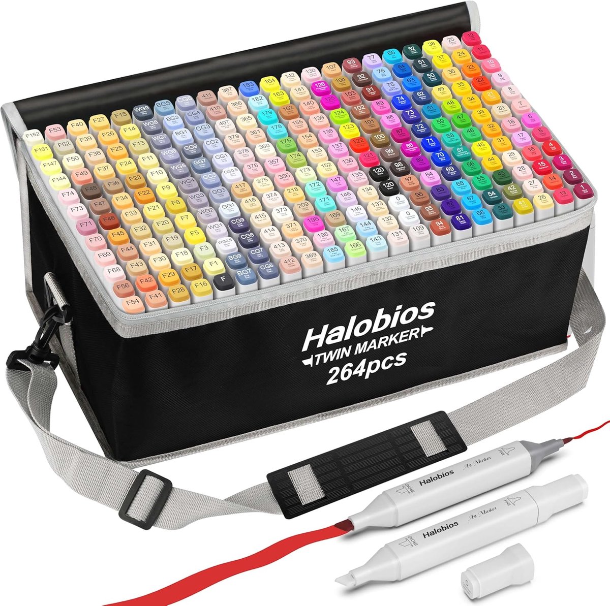 Permanent alcohol markers 264 kleuren - dubbele punt - ideaal voor tekenen en kleuren - ShopVlot