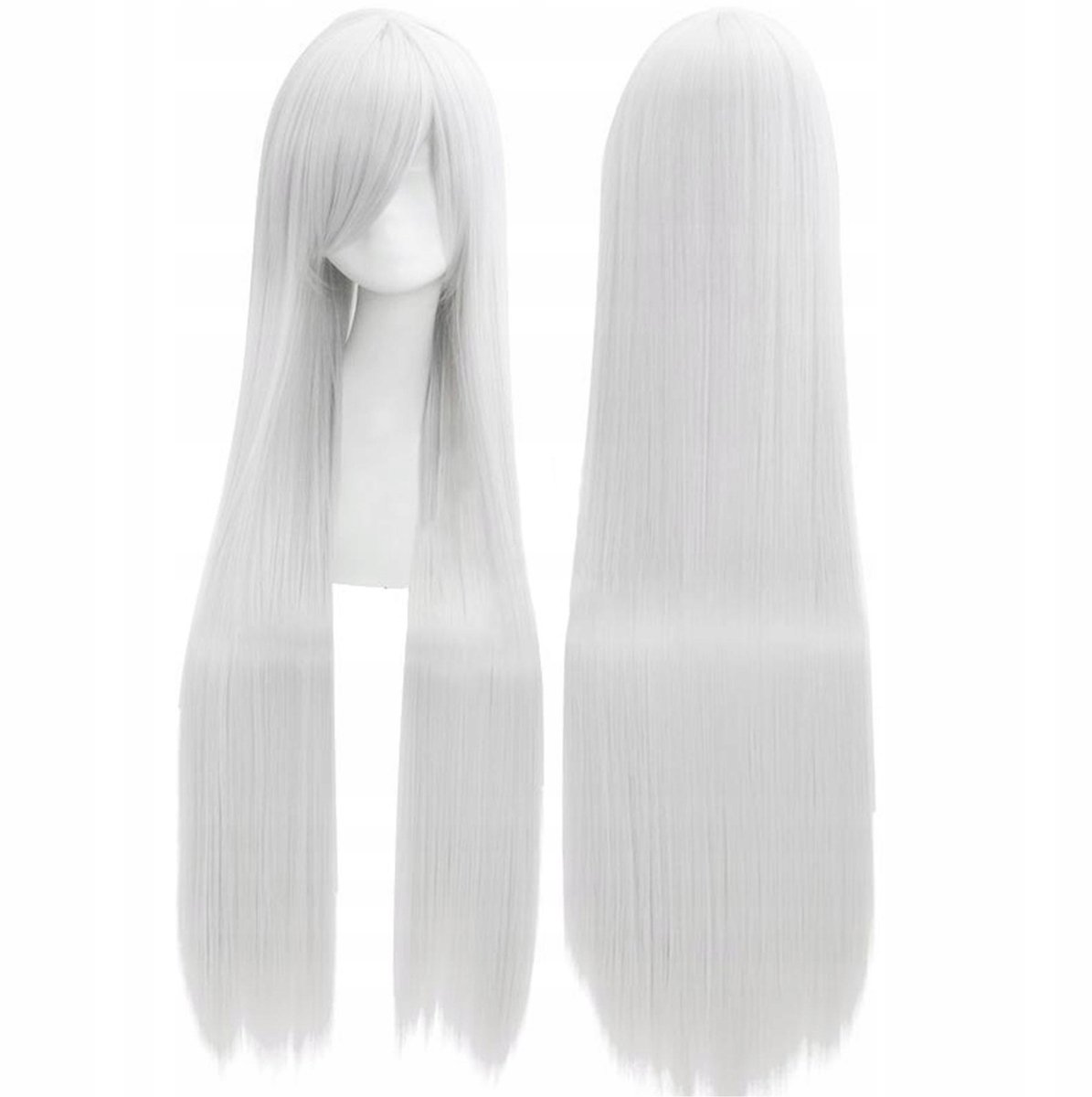 Dames Spruik wit lang steil haar met pony cosplay 100 cm