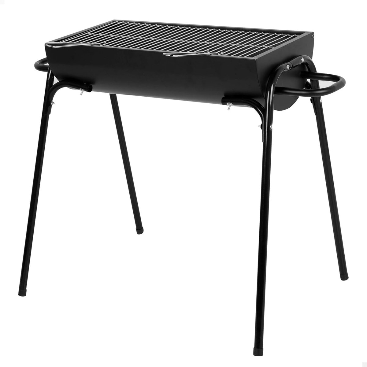 SnelShoppen - Portable Houtskool Grill 91 x 33 x 71 cm, Matte Zwart, RVS Grill, Grote Kookcapaciteit, Metalen Frame, 4 Poten, Handgrepen voor Tuin en