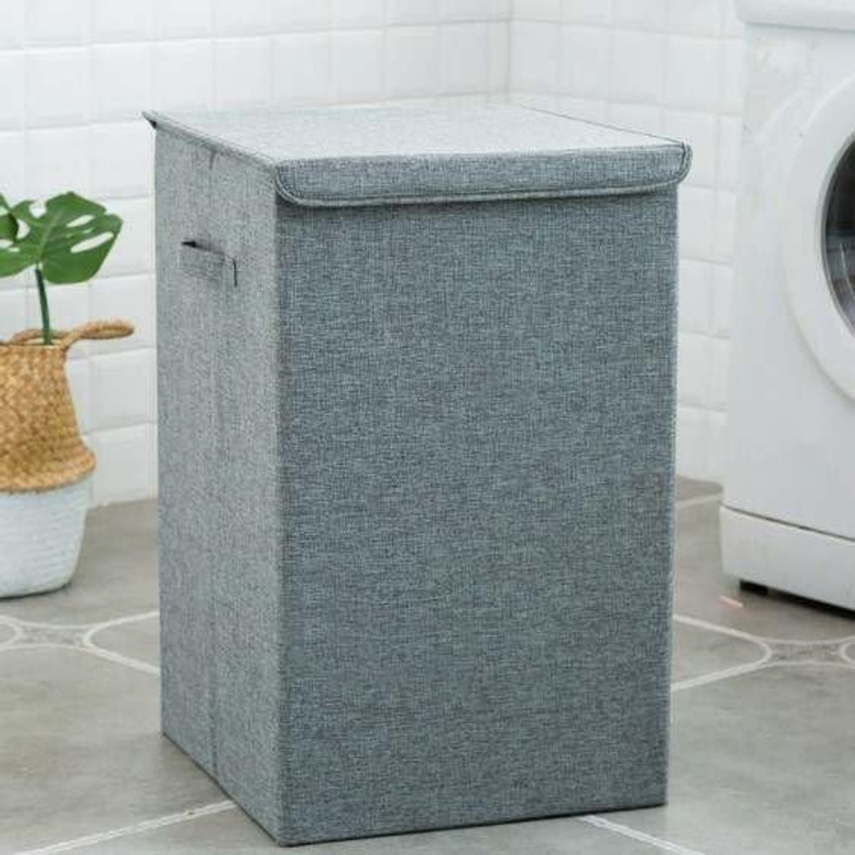 Wasmand 61 liter - Stevige opbergdoos - Opvouwbaar met deksel - Ideaal voor badkamerorganisatie - ShopVlot