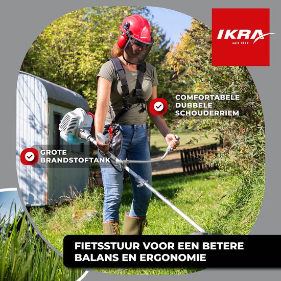 IKRA benzine-bosmaaier IBF 4342, incl. 2 draadspoelen, 3-tands en 8-tands mes en schouderriem — afbeelding 5