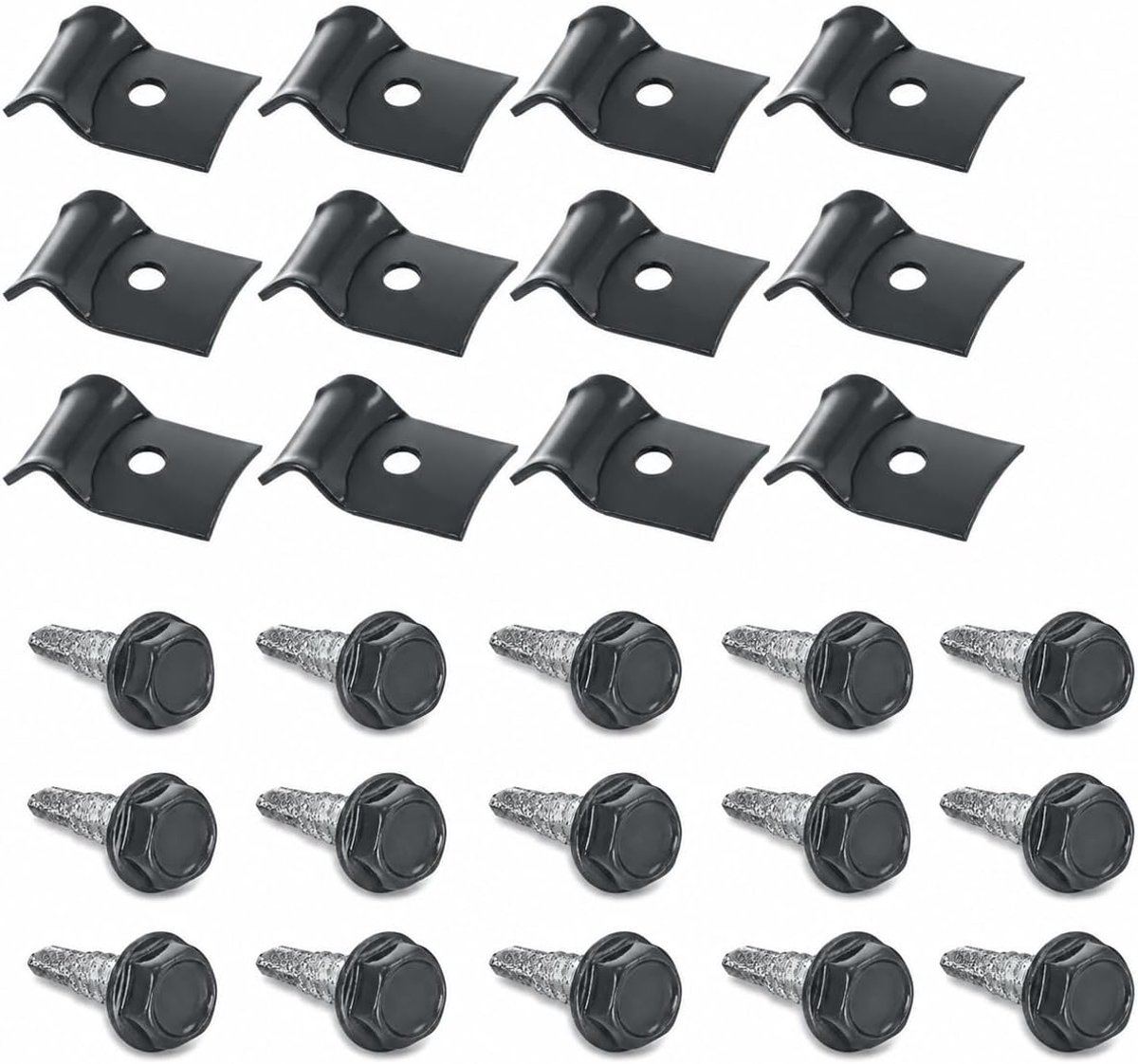 Fixingset voor dubbelstaafmathek - 15 stuks - anthraciet Ral 7016 - eenvoudige installatie met zelfborende schroeven - ShopVlot