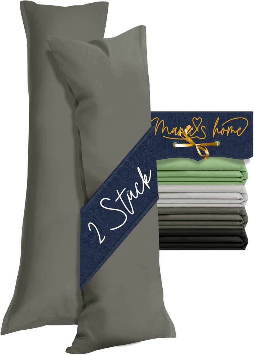 Kussenhoezen set van 2 40 x 145 cm - antraciet microvezel - super zacht - huidvriendelijk en ademend - ShopVlot