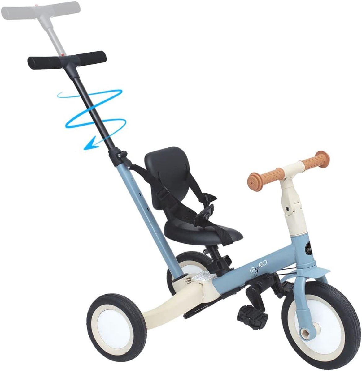 SnelShoppen - Gyro 5-in-1 Groeiende Baby Trikefiets - Kinderen van 1 tot 5 Jaar - Aanpasbare Trike naar Fiets met of zonder Pedalen - Blauw - Perfect