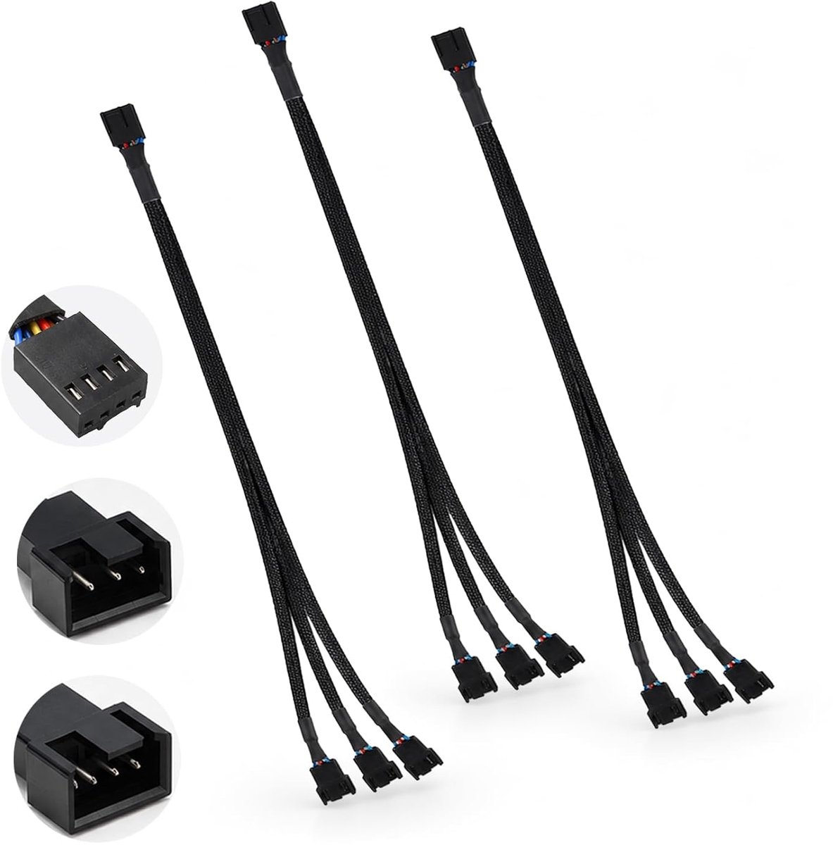 PWM-ventilatorhub 1 tot 3 - splitterkabel 4-polig en 3-polig - optimaliseert koeling - eenvoudig te installeren - ShopVlot
