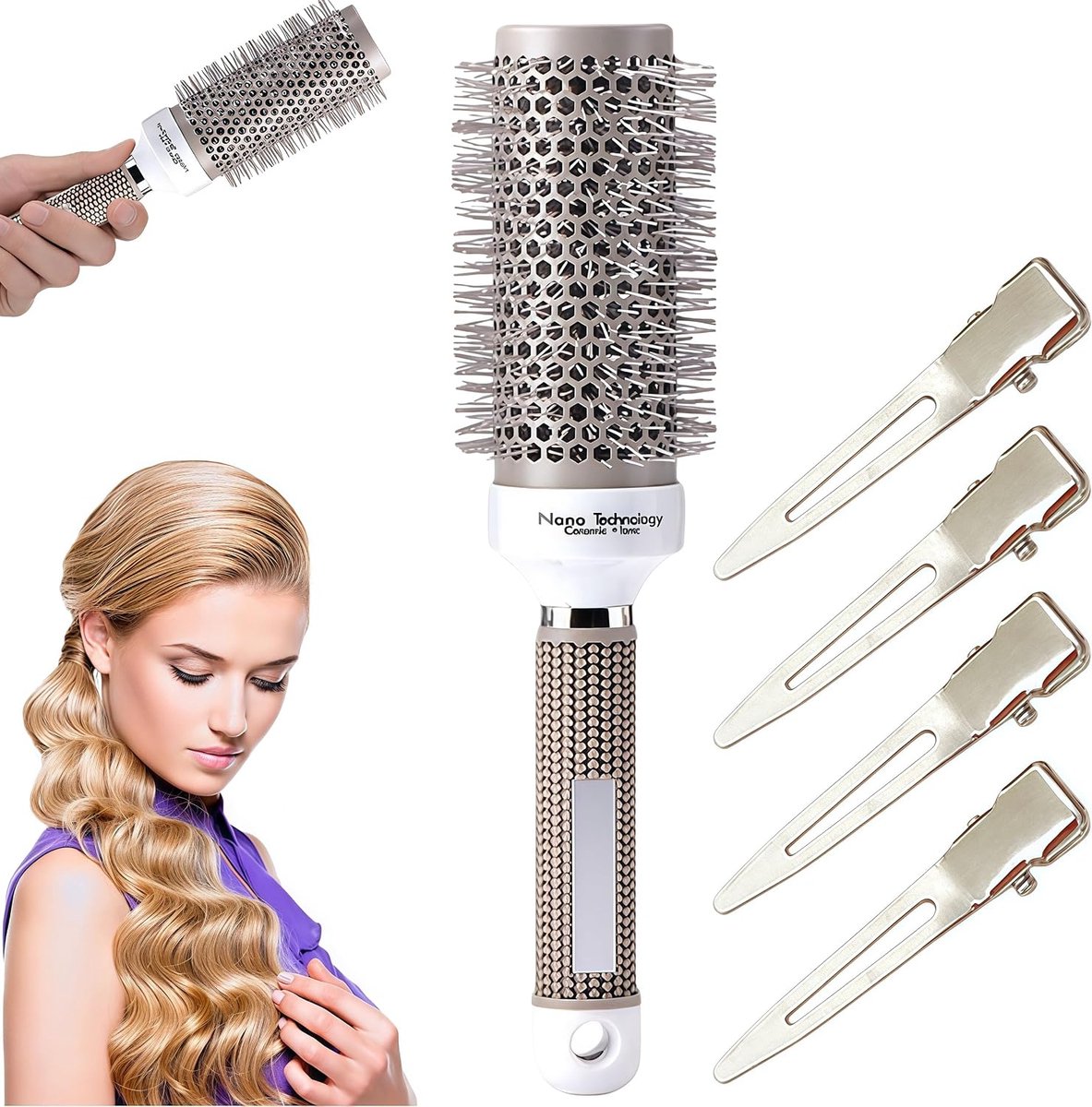 Ronde borstel voor het stylen van haar - Keramische ronde borstel - Vermindert frizz - Perfect voor voluminous styling - ShopVlot
