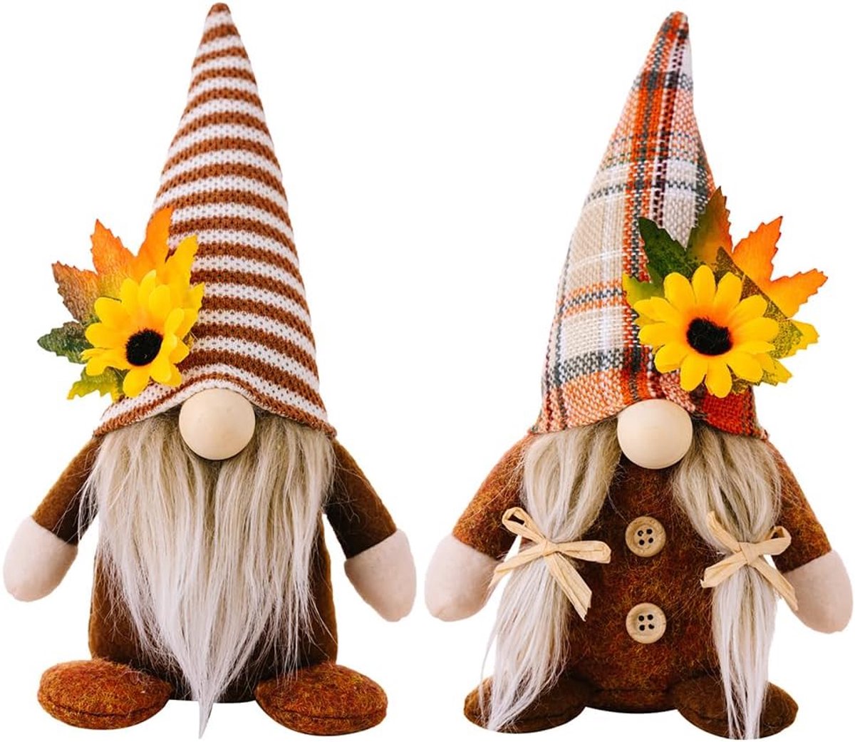 Herfst gnomes plush 21cm - 2 stuks - zachte polyester - sfeervolle herfstdecoratie - ShopVlot