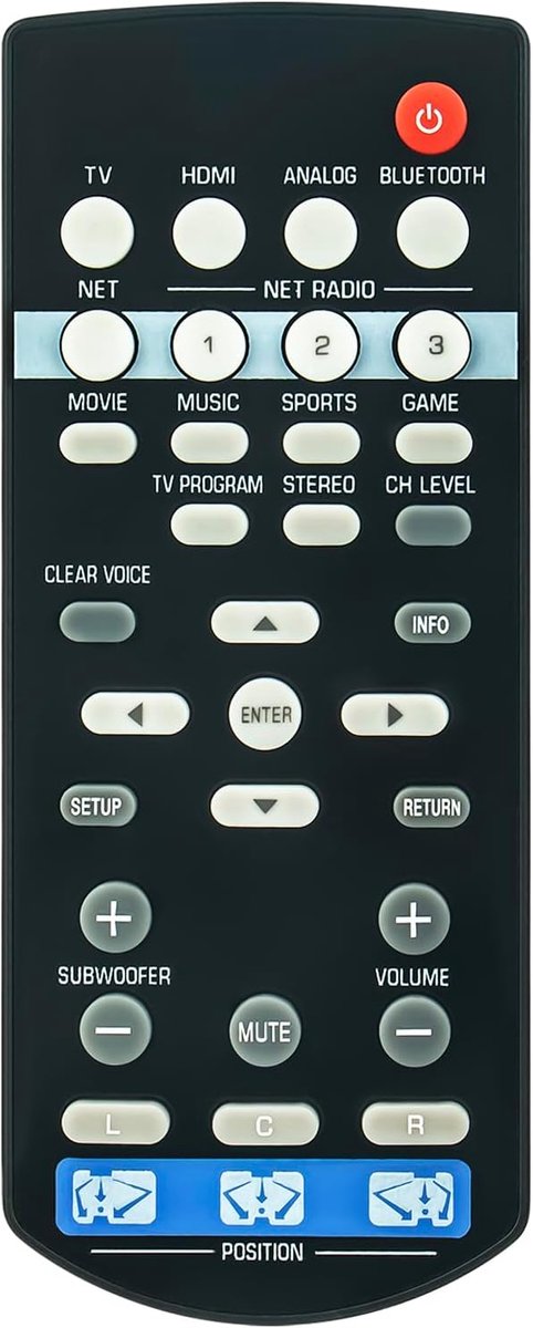 Afstandsbediening vervanging - geschikt voor Yamaha Soundbar YSP-1600 SRT-1500 - gebruiksvriendelijk - ShopVlot