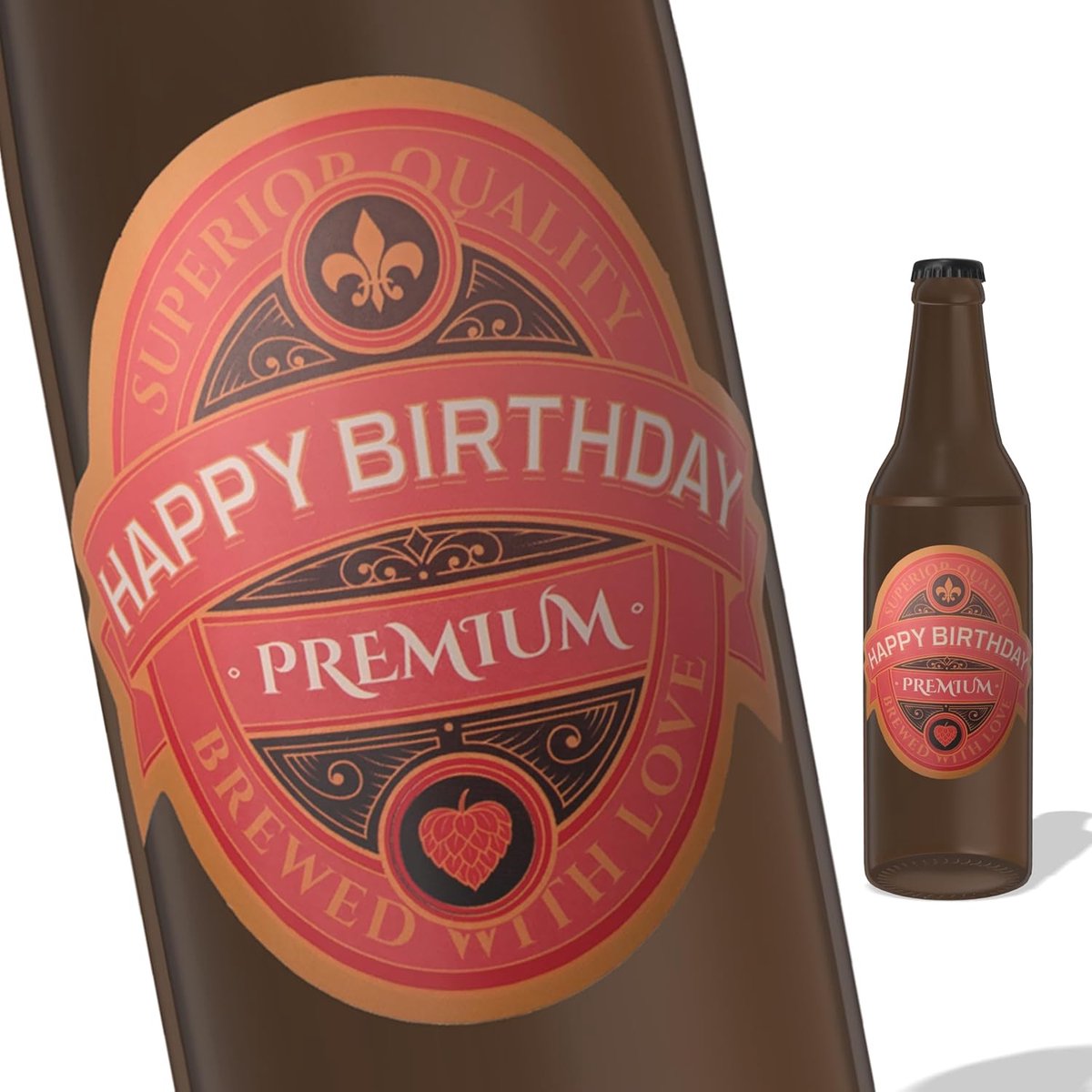Etiketten voor bierflesjes - set van 3 - groen & goud - Happy Birthday - perfect voor verjaardagen - ShopVlot