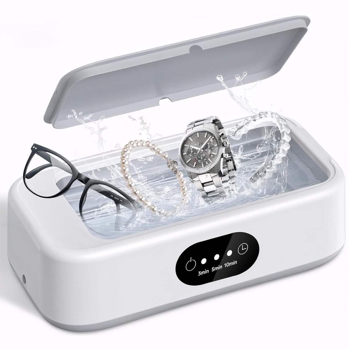 Ultrasoon reinigingsapparaat 640 ml - grijs - 48000 Hz - grondige reiniging van brillen en sieraden - ShopVlot