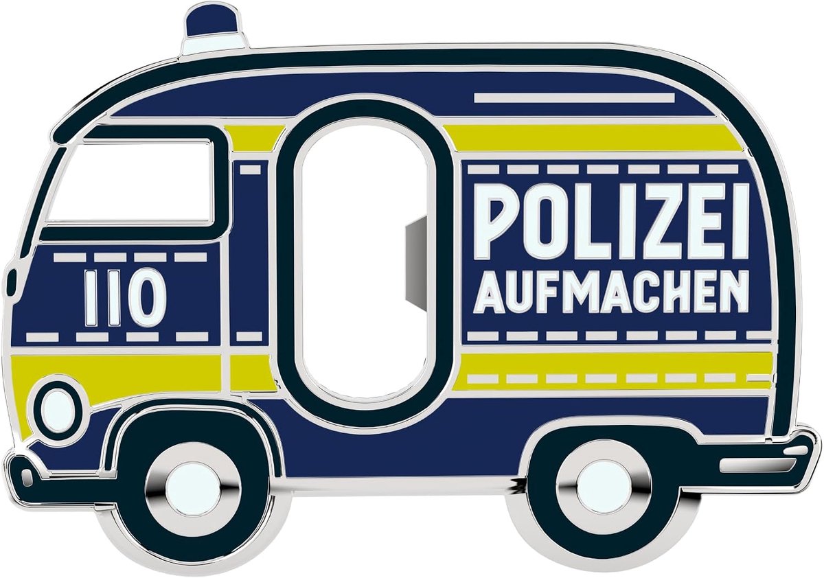 Flessenopener politie auto - handgevulde emaille - uniek cadeau voor politie fans - ShopVlot
