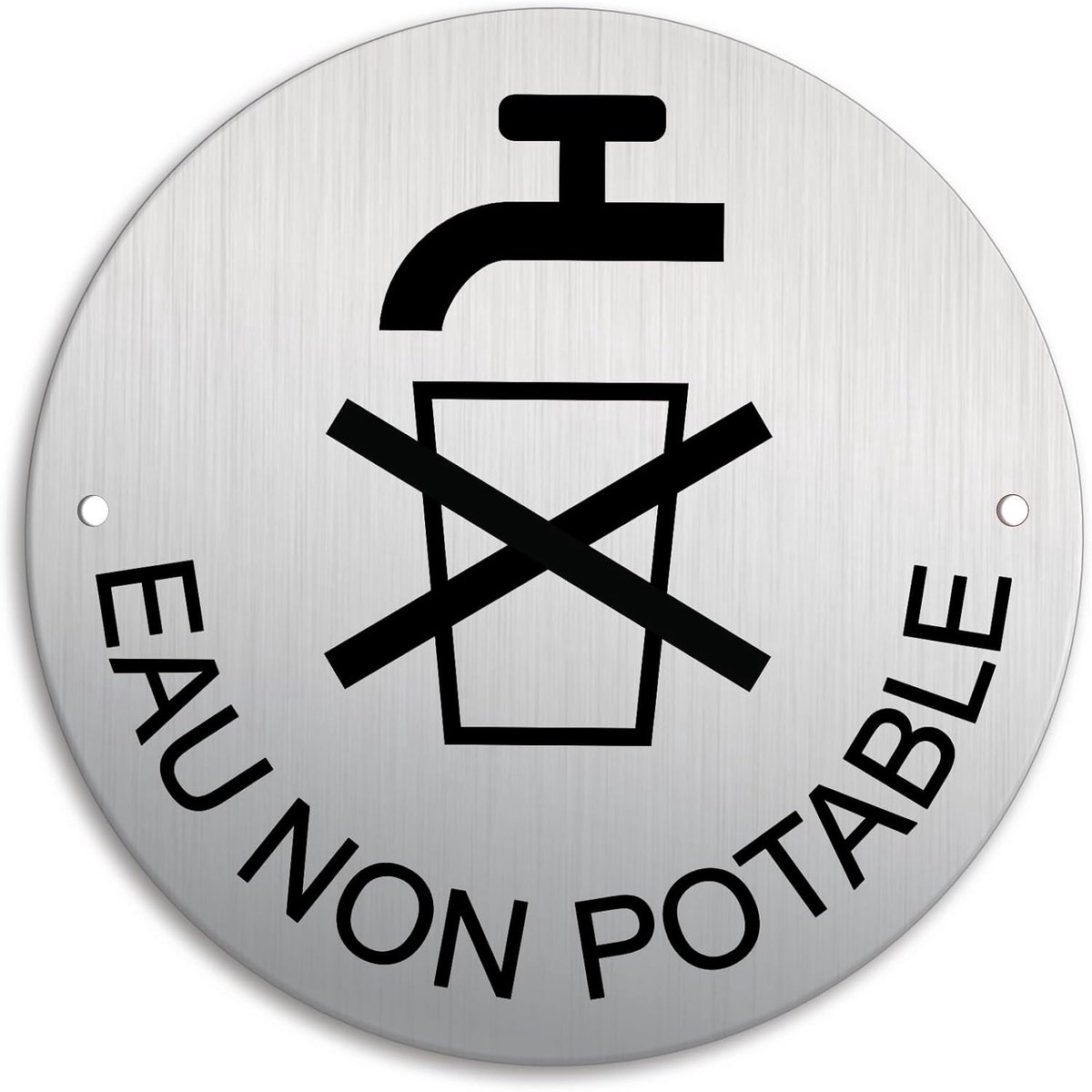 Plaquette voor niet-drinkwater Ø 100 mm - 2-gang geperforeerd - geborsteld aluminium - ideaal voor identificatie - ShopVlot