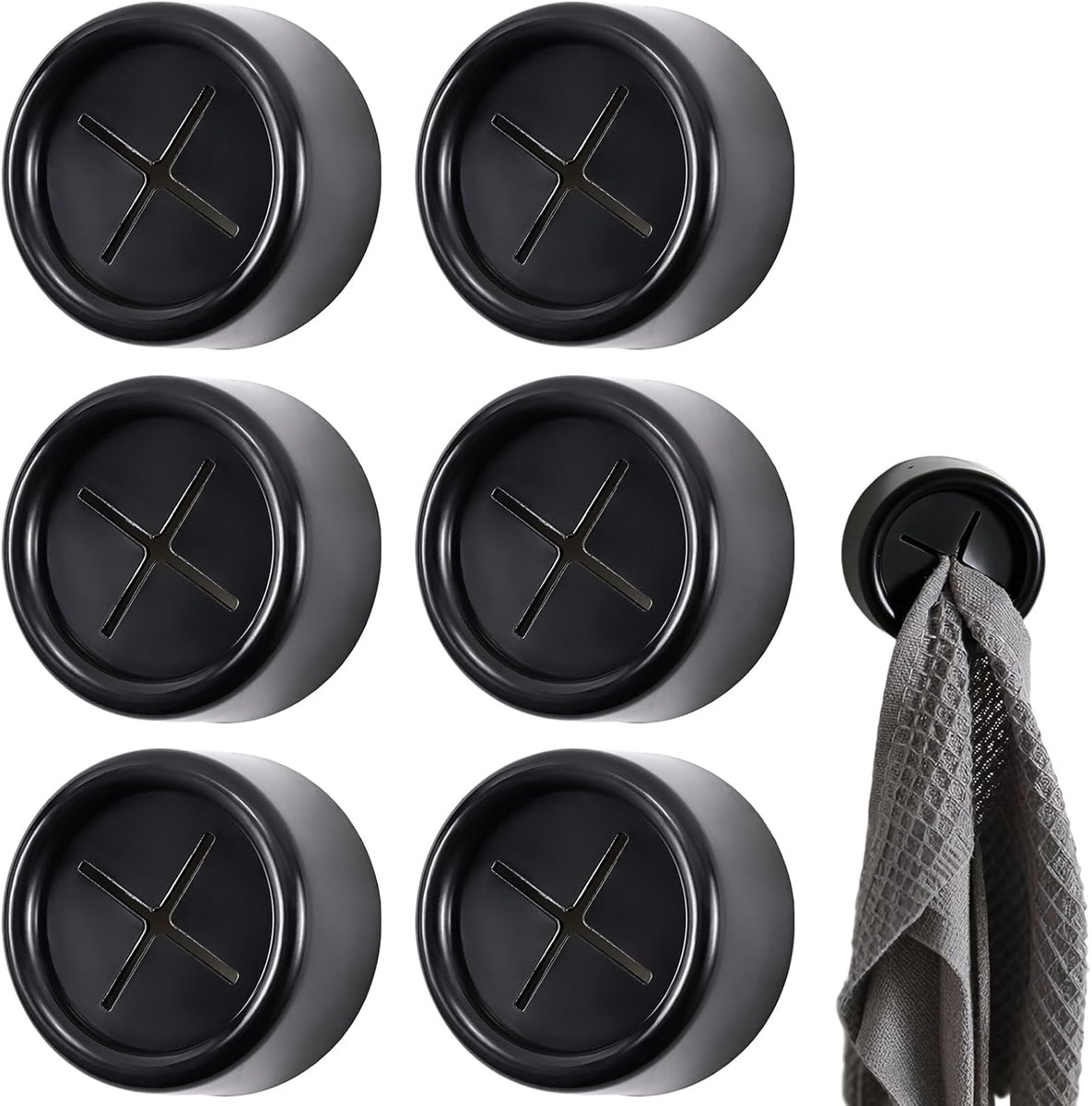 Vaatdoekhouder 6 stuks - zelfklevend - rond - ideaal voor keuken en badkamer - ShopVlot