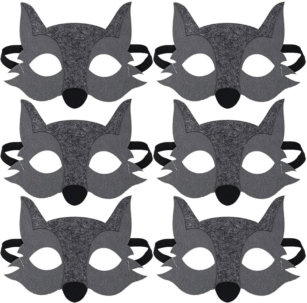 wolfmaskers voor kinderen - grijs - vilten dierenmaskers - perfect voor verjaardagsfeestjes - ShopVlot