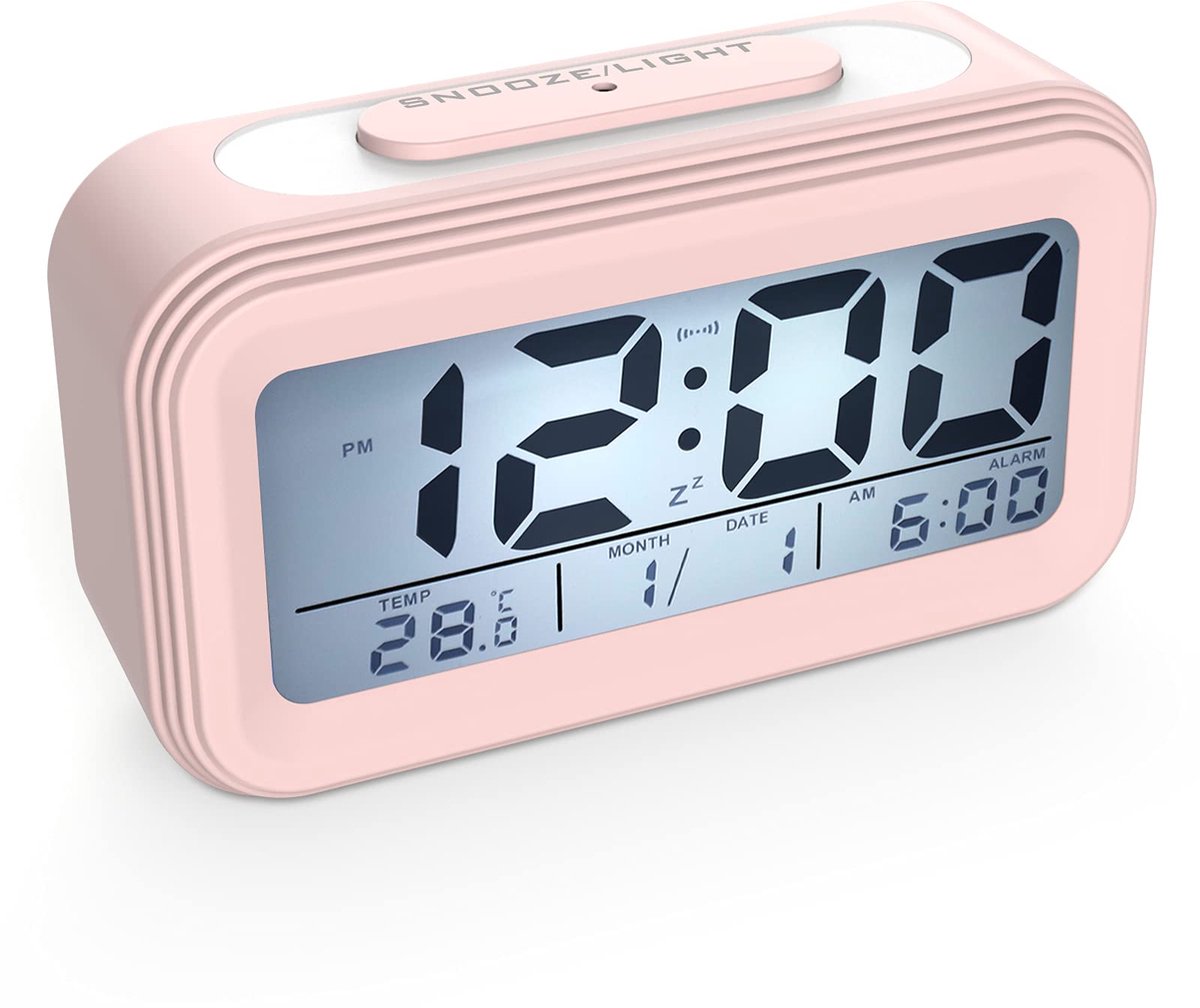 Digitale wekker met grote led - roze - snoozefunctie - ideaal als kinderwekker - ShopVlot