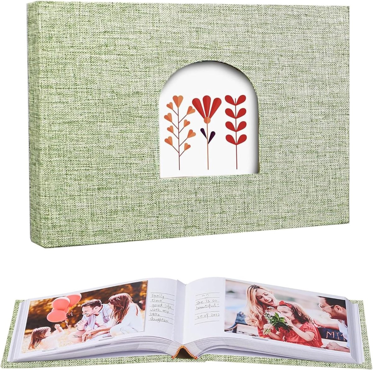 Fotoalbum insteekalbum 36 pagina's - linnen met voorvenster - voor 10 x 15 cm foto's - perfect voor bruiloft en reizen - ShopVlot